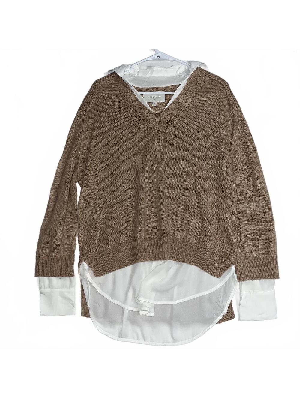 Brochu Walker Y2K Brown Wool Cashmere Layered Sweater Shirt Size Small Cottageco